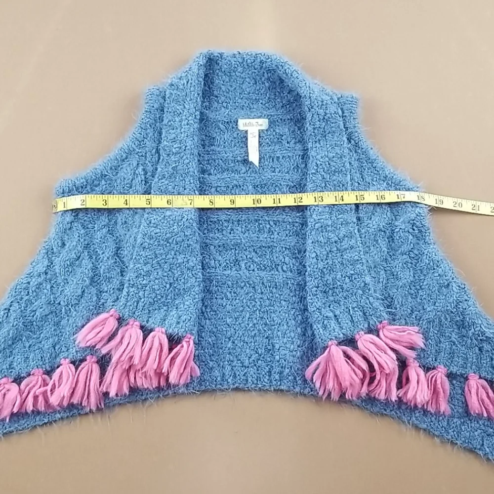 Matilda Jane Mirror Image Poncho Sweater Vest Size 6 Blue/Pink